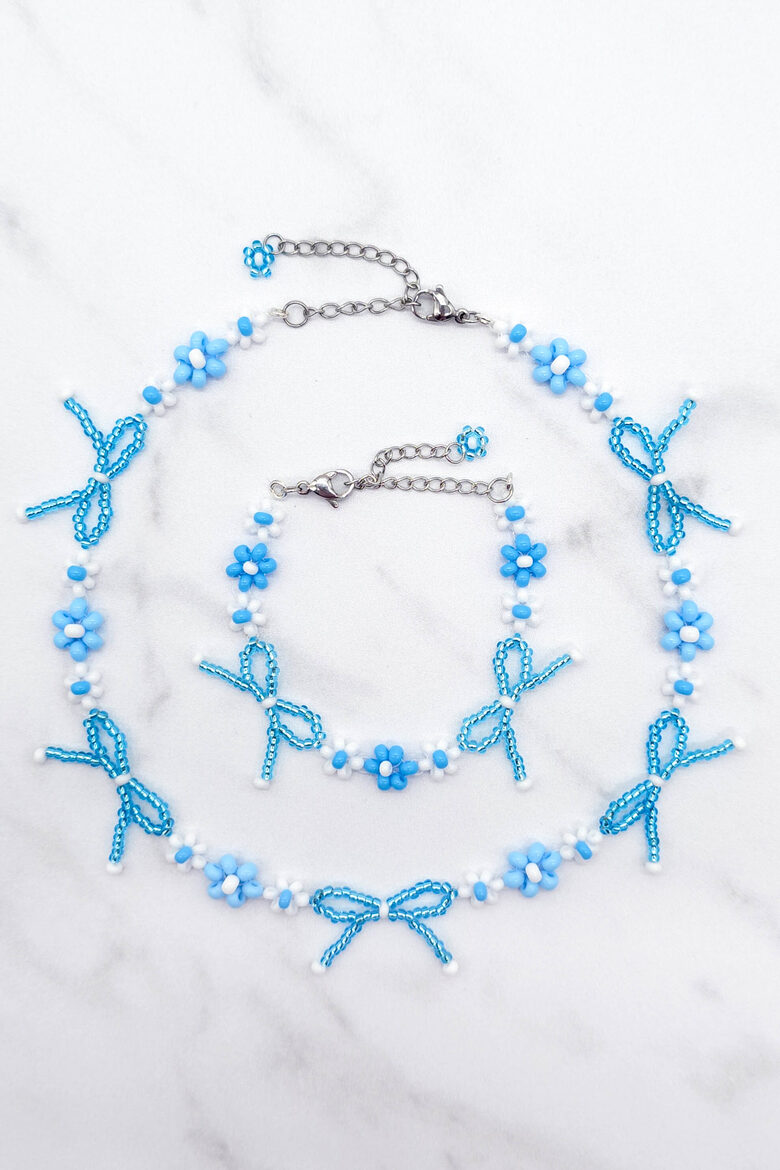 Beaded Bow Set NECKLACE + BRACELET