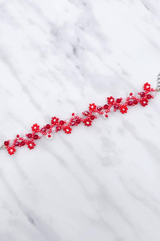 Red Flower Bracelet